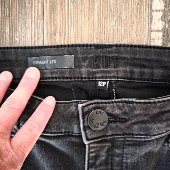 Kut From the Kloth Woman's Straight Leg Jeans Black 12p - Picture 3 of 9